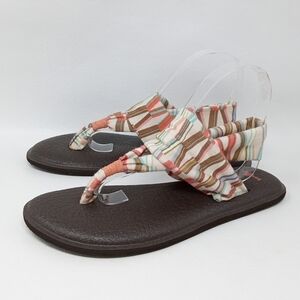 Sanuk Women's Yoga Mat Sling 2 Ivory Multicolor Flip Flops Sandals Size 8